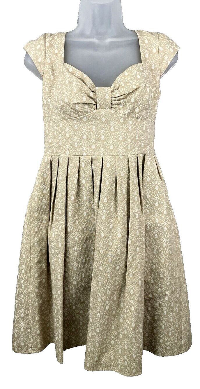 Kristin Davis Rockabilly Pinup Sweetheart Dress 8 Fit & Flare Pleated + Pockets